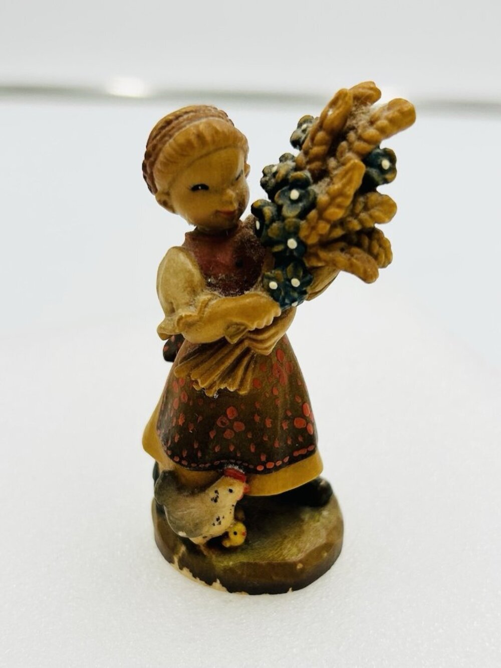 Anri Juan Ferrandiz Italy 3.5" Hand Carved Wood Figure Golden Sheaves